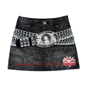 Rocker Faux Denim Skirt