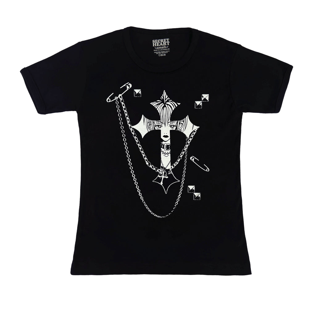 Chained Black Baby Tee