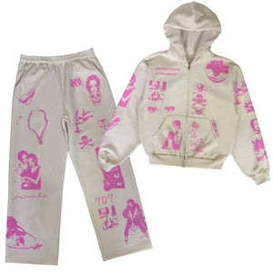 Pink Ink Sweatsuit Set- HACHI CREAM